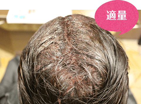 トリートメントが適量塗られている